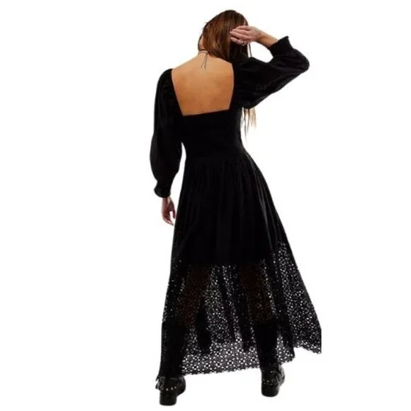 Free People Perfect Storm Black Midi Dress OB1891158 S NWT - Picture 3 of 4